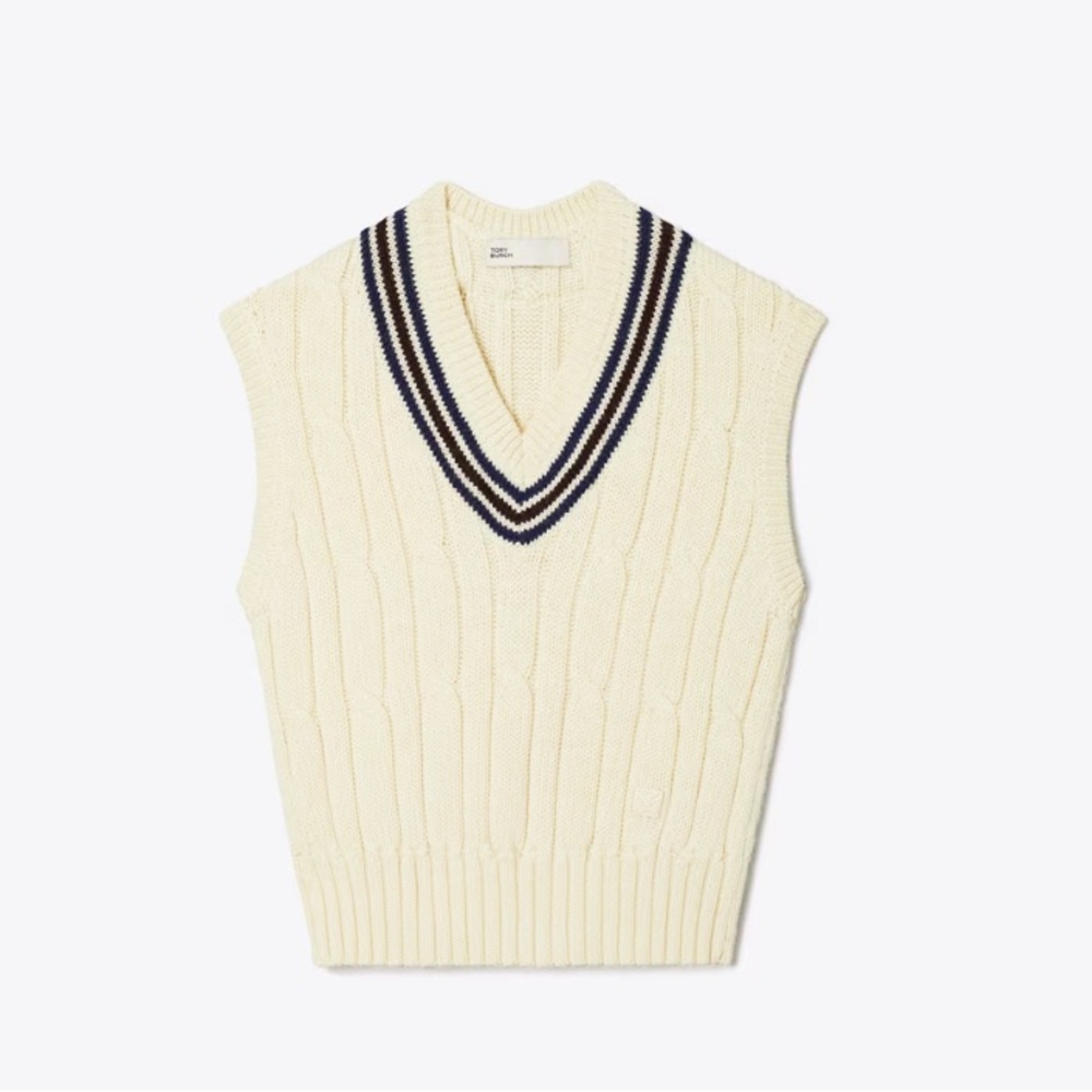 Tory Burch CABLE KNIT VEST XL New with Tags